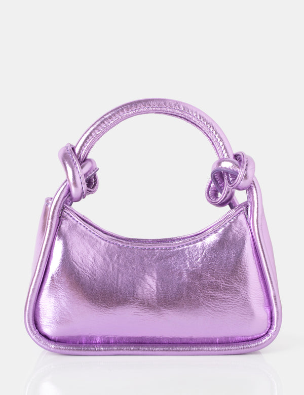 public desire The Knot Metallic Purple Pu Knotted Top Handle Grab Bag