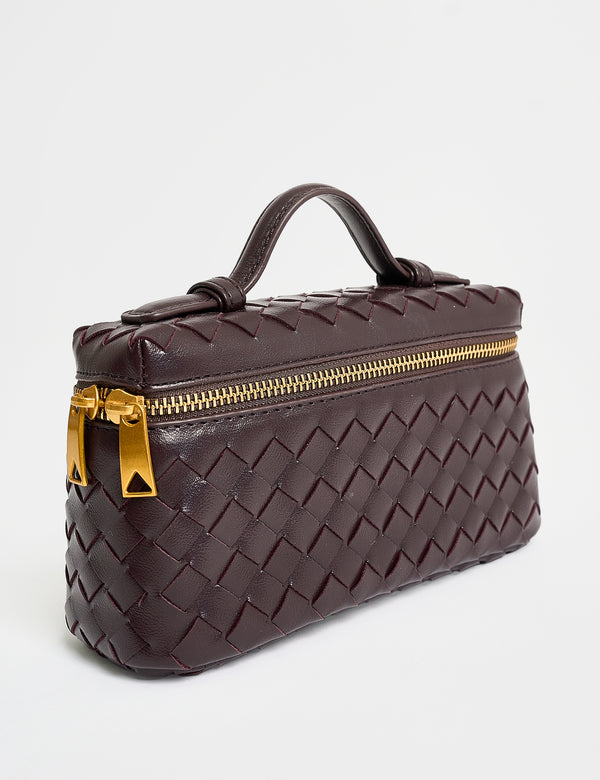 Public Desire The Maddie Chocolate Brown Weave Cross Body Bag