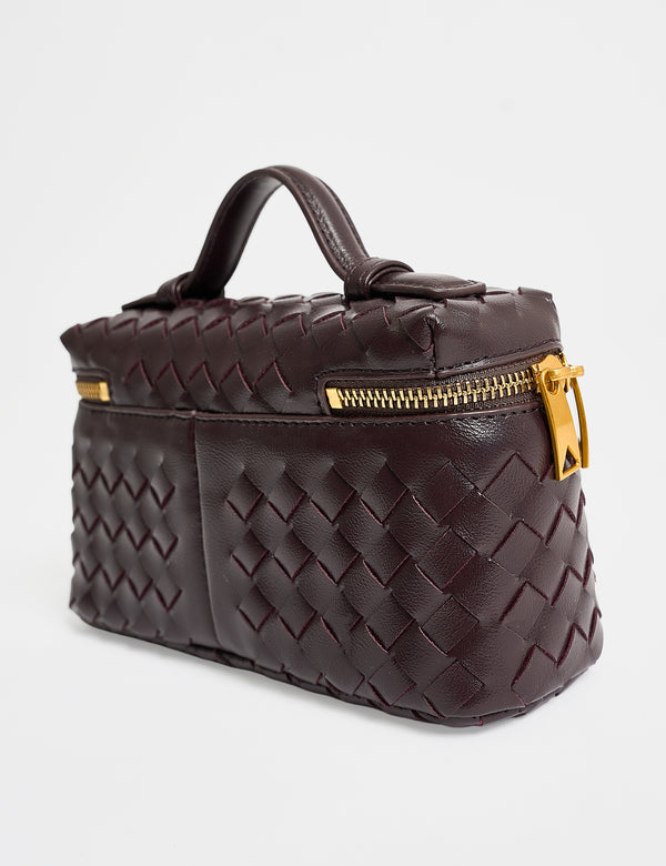 Public Desire The Maddie Chocolate Brown Weave Cross Body Bag