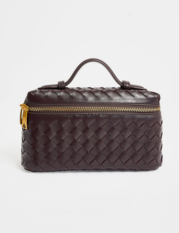 Public Desire The Maddie Chocolate Brown Weave Cross Body Bag