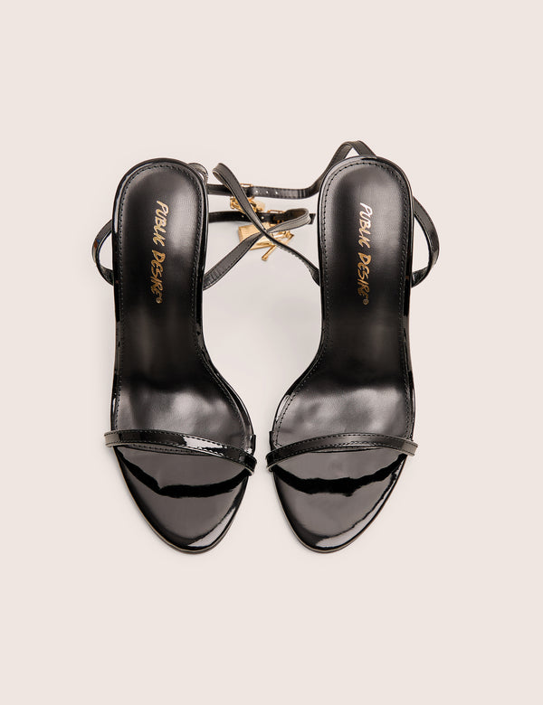 Public Desire Ti Amo Black Padlock Detail Barely Heels
