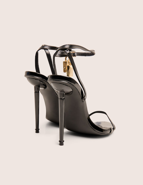 Public Desire Ti Amo Black Padlock Detail Barely Heels