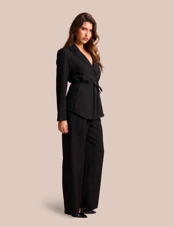 Public Desire Tie Detail Single Breasted Blazer Black