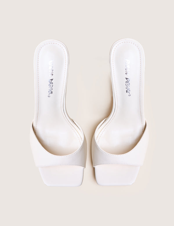 Public Desire Vain Cream & Gold Pu Barley There Pencil Stiletto High Heels