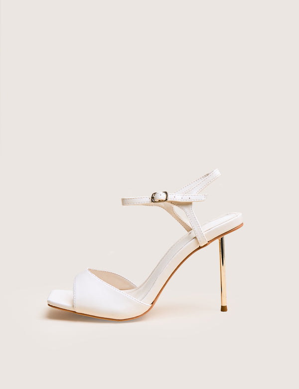 public desire Vain Cream & Gold Pu Barley There Pencil Stiletto High Heels