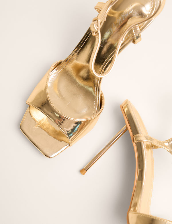 Public Desire Vain Gold Mirror Pu Barley There Pencil Stiletto High Heels