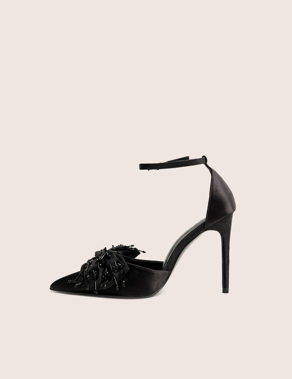 public desire Verde Black Ankle Strap Bow Detail High Heels public desire Verde Black Ankle Strap Bow Detail High Heels