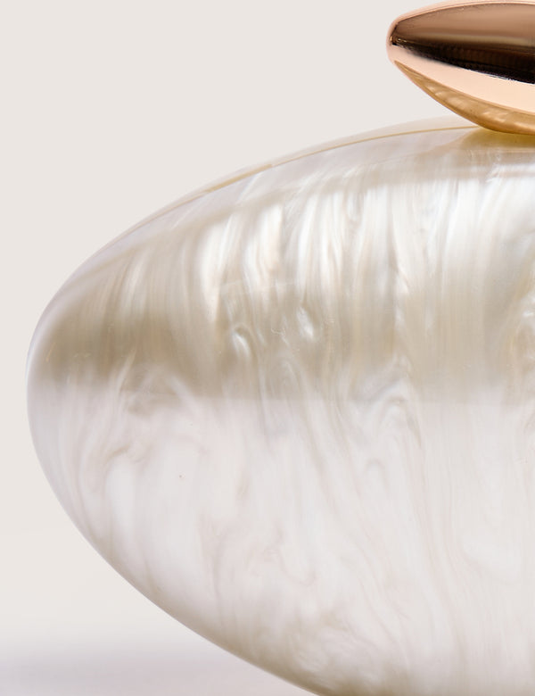 Public Desire Violet Cream Marble Oval Clutch Bag Cream