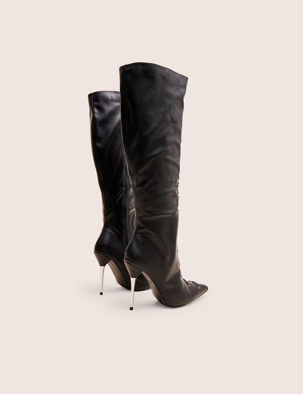 Public Desire Witchcraft Black Lace Up Knee High Boots