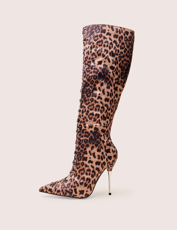 public desire Witchcraft Leopard Lace Up Knee High Boots public desire Witchcraft Leopard Lace Up Knee High Boots