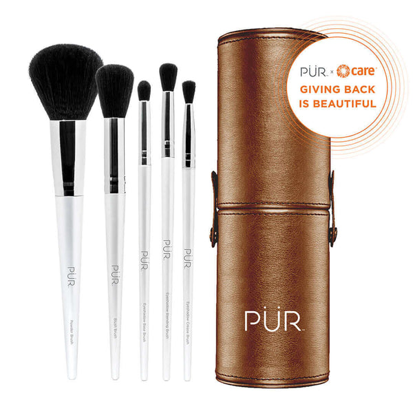 pür cosmetics PÜR x CARE 5-Piece Brush Set with Holder