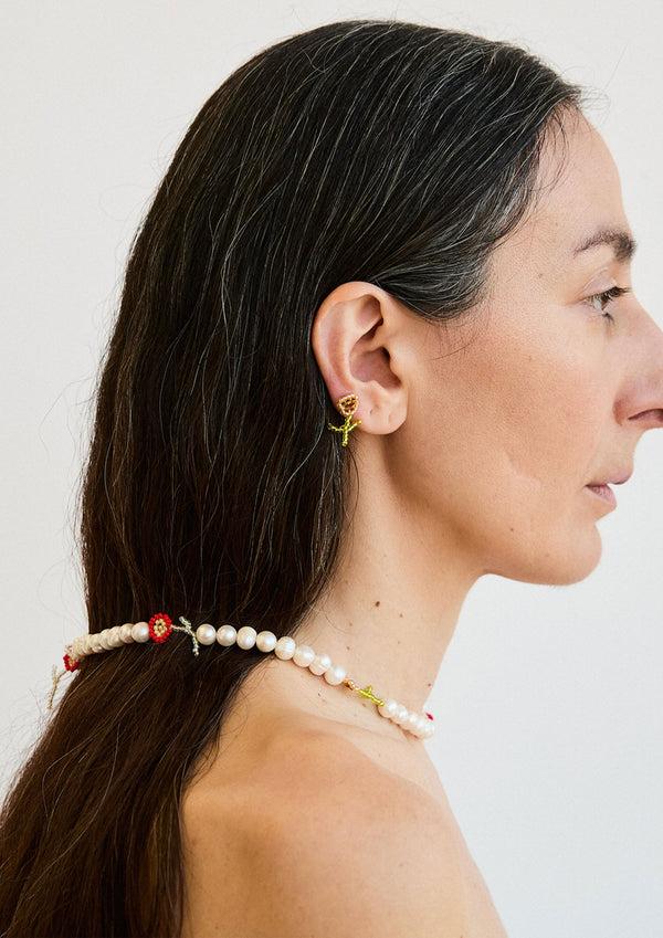 Pura Utz Brown Florecita Ear Stick
