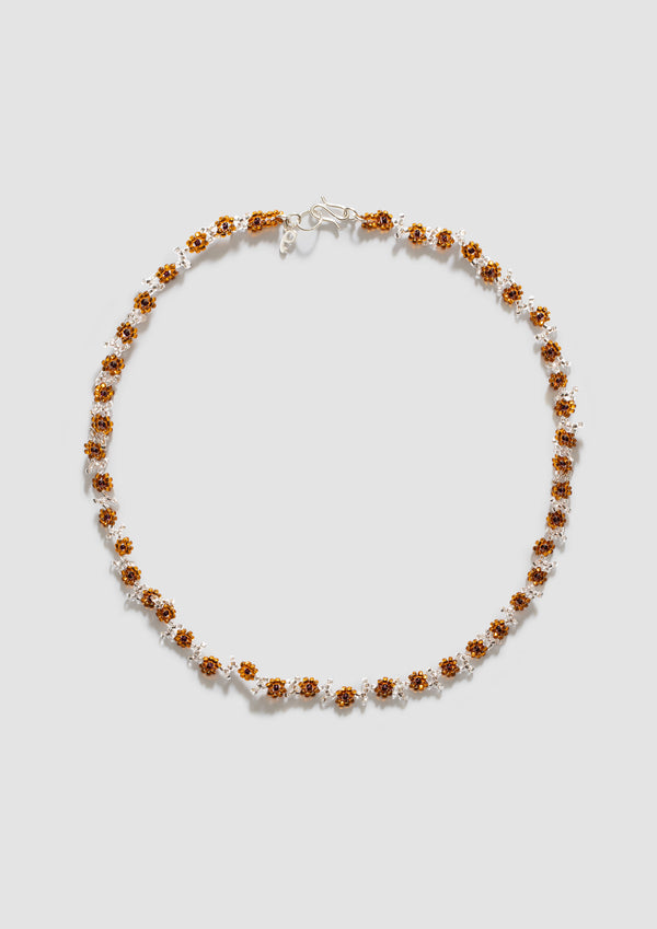 pura utz Brown Flower Necklace