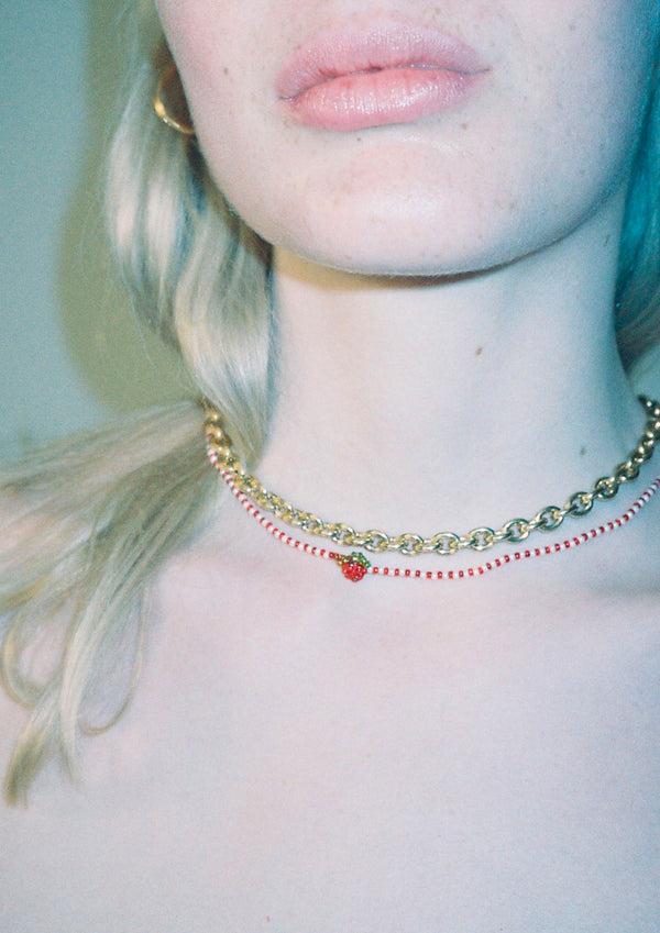 Pura Utz Mini Striped Apple Necklace