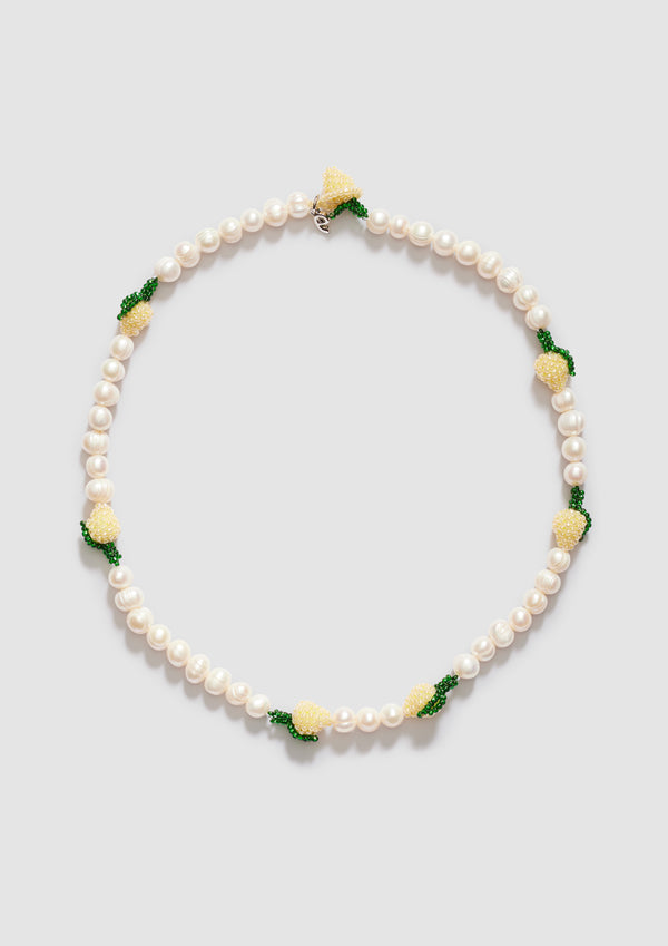 pura utz Multi Pearl Lemon Necklace