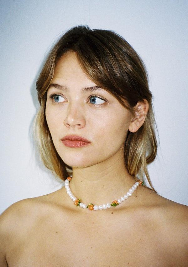 Pura Utz Multi Pearl Orange Necklace