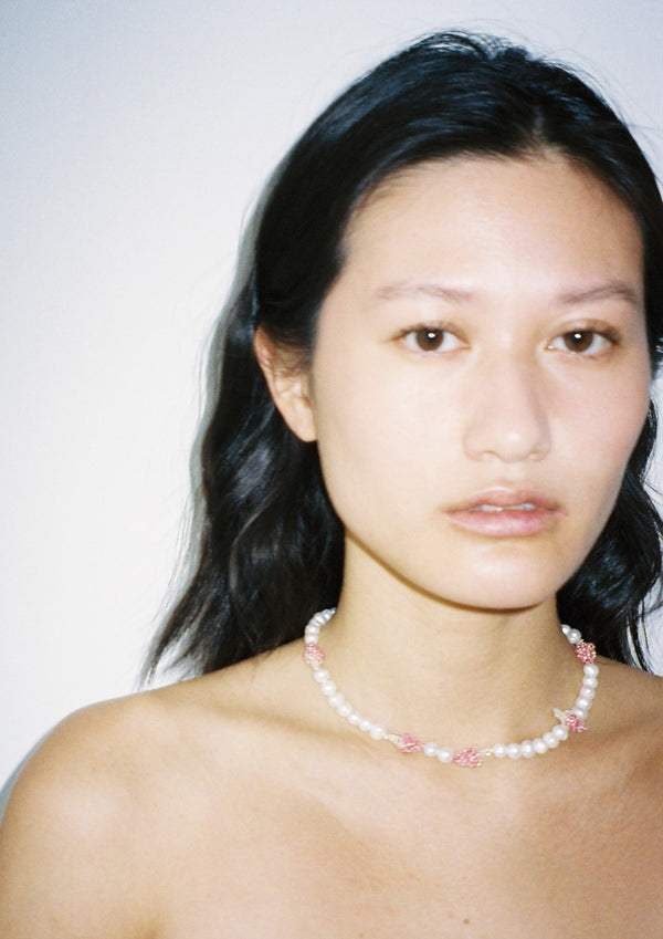 Pura Utz Multi Pearl Pale Strawberry Necklace