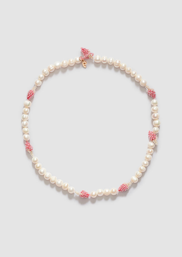 pura utz Multi Pearl Pale Strawberry Necklace