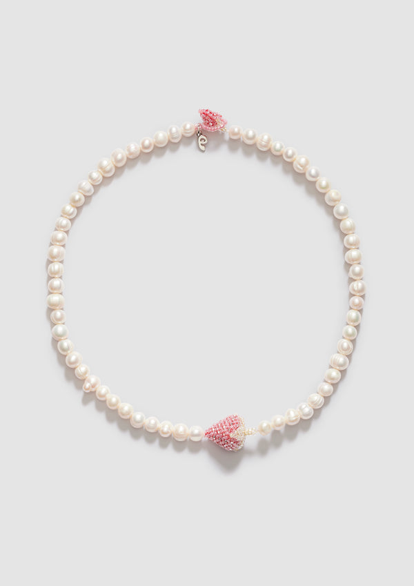 pura utz Pearl Pale Strawberry Necklace