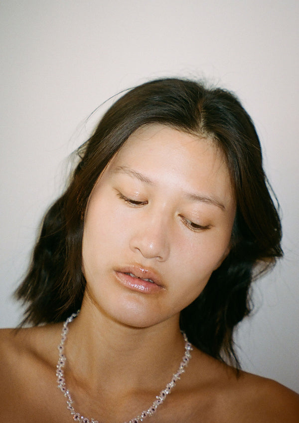 Pura Utz Pink Flower Necklace