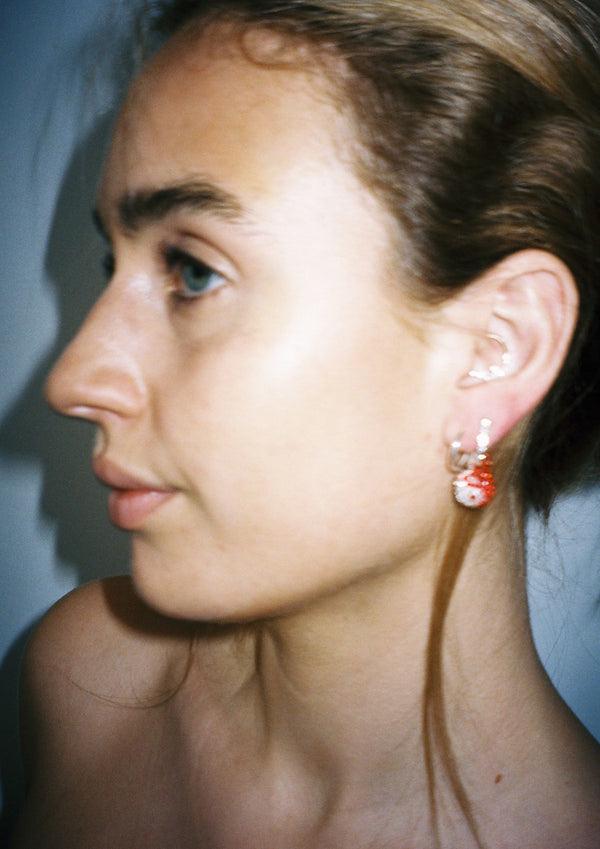 Pura Utz Red Silver Yin Yang Earring