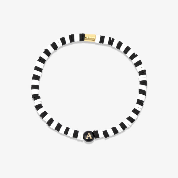pura vida Black and White Alphabet Stretch Bracelet