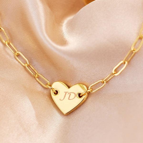 Pura Vida Engravable Heart Paperclip Chain Bracelet