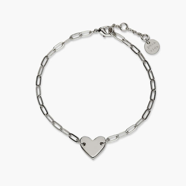 pura vida Engravable Heart Paperclip Chain Bracelet