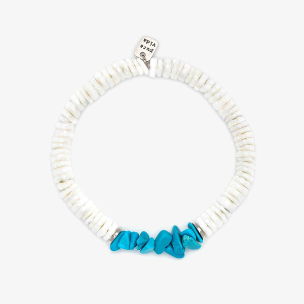 pura vida Puka Shell and Turquoise Chip Stretch Bracelet