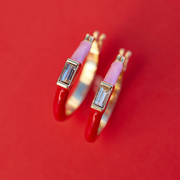 Pura Vida Baguette Enamel Hoop Earrings