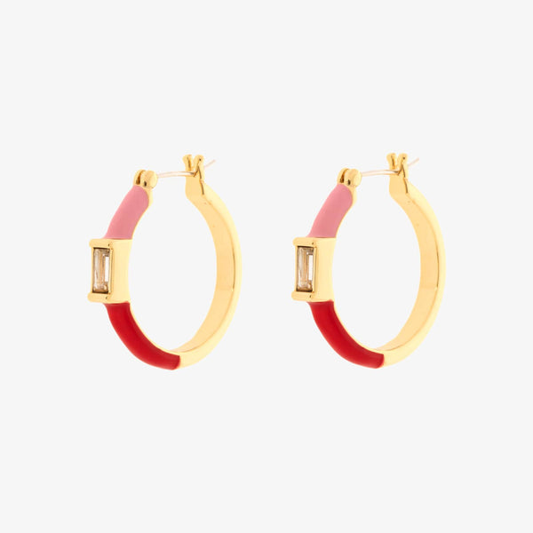 pura vida Baguette Enamel Hoop Earrings