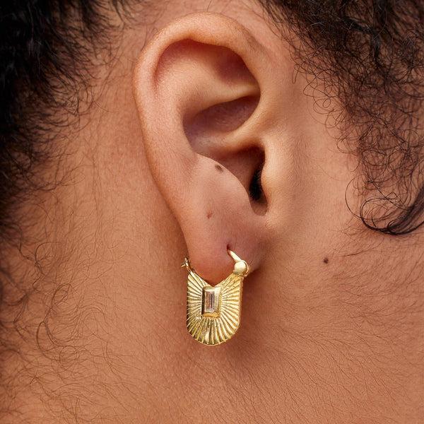 Pura Vida Baguette Sunburst Hoop Earrings