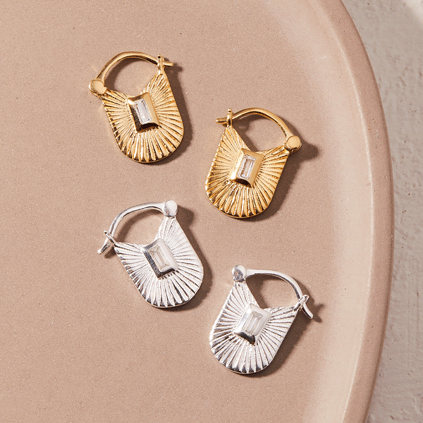 Pura Vida Baguette Sunburst Hoop Earrings