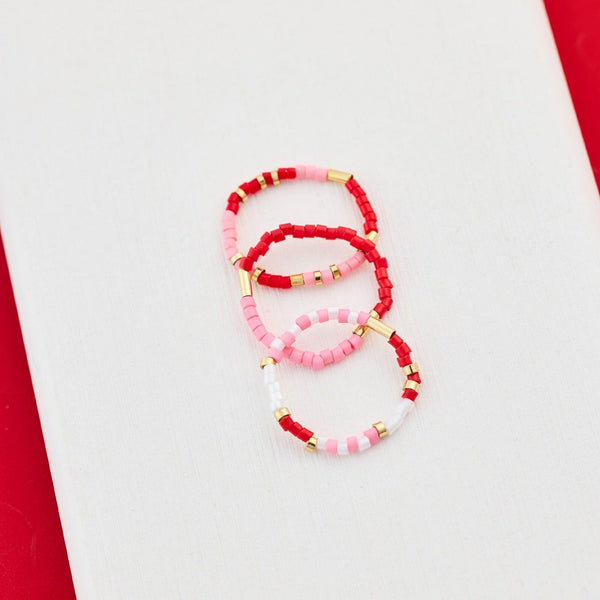 Pura Vida Be Mine Stretch Ring Set Of 3