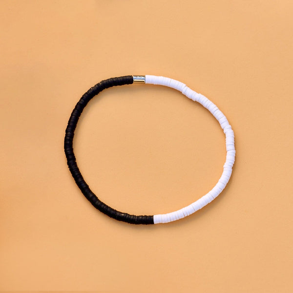 Pura Vida Black & White Seascape Stretch Anklet