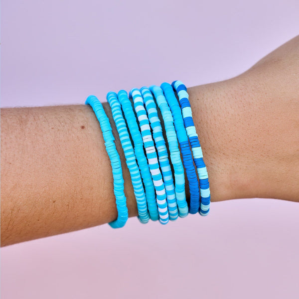 Pura Vida Blue Wave Stretch Bracelet Set Of 8