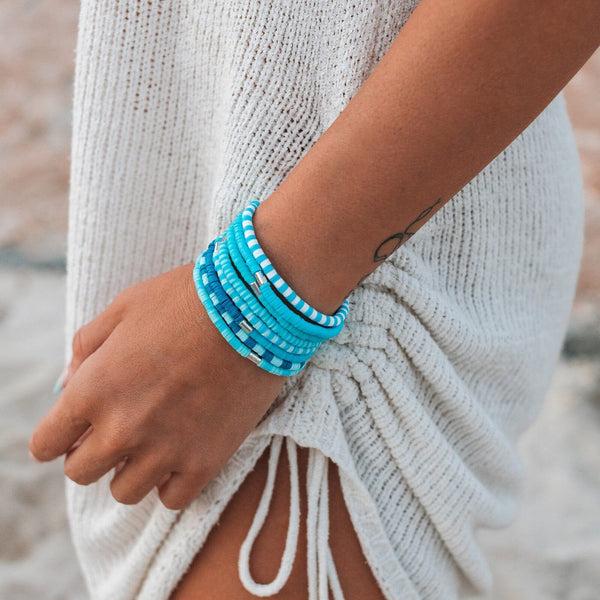 Pura Vida Blue Wave Stretch Bracelet Set Of 8