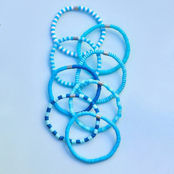 Pura Vida Blue Wave Stretch Bracelet Set Of 8