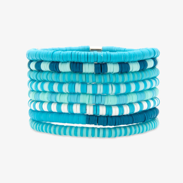 Pura Vida Blue Wave Stretch Bracelet Set Of 8