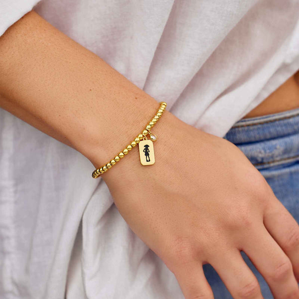 Pura Vida Dobby Metal Bead Stretch Bracelet