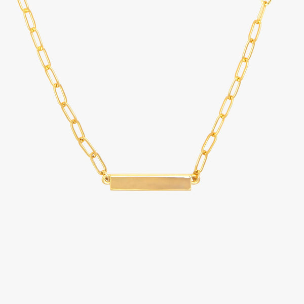 pura vida Engravable Paperclip Chain Bar Necklace