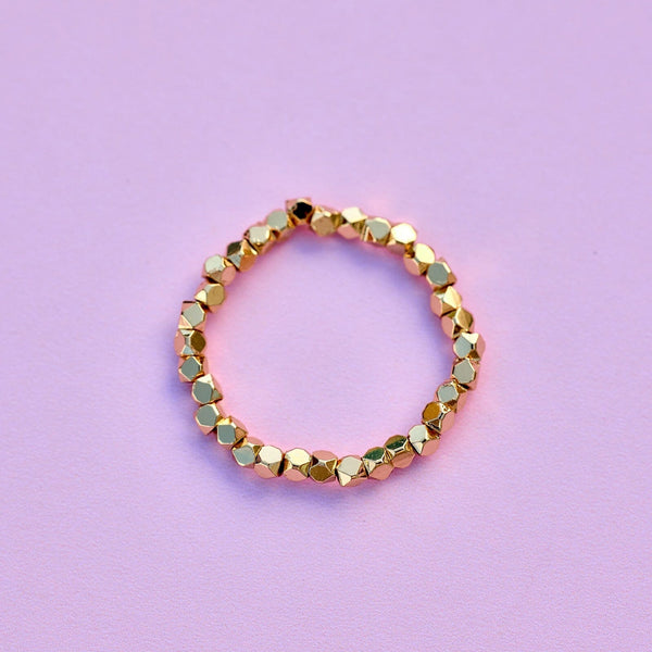 Pura Vida Faceted Gold Bead Stretch Ring
