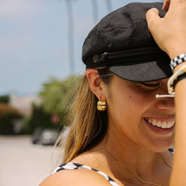 Pura Vida Gold Check Hoop Earrings