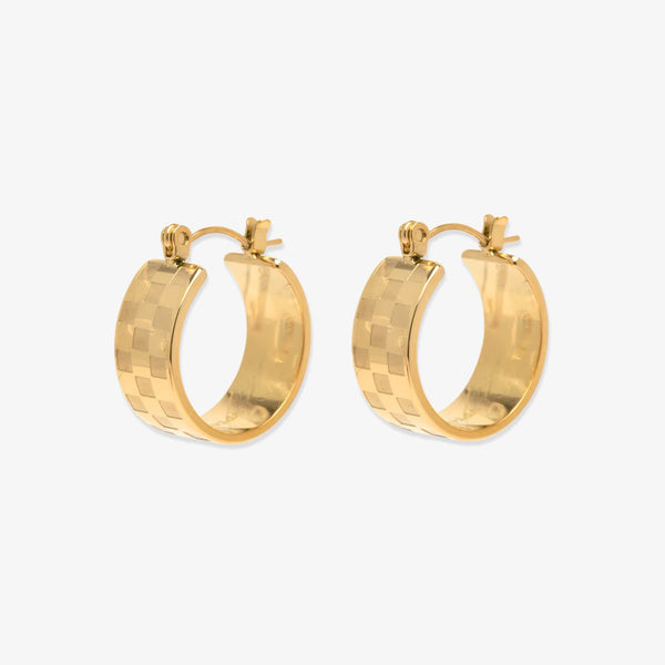 pura vida Gold Check Hoop Earrings