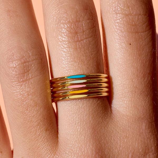 Pura Vida Headliner Enamel Ring Stack