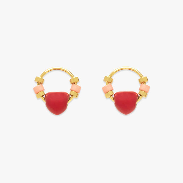 pura vida Heart Bead Stud Earrings