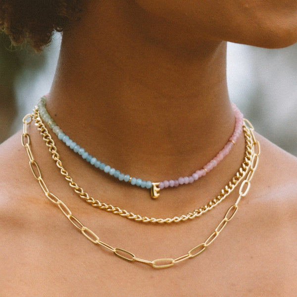 Pura Vida Initial Ombre Stone Bead Choker