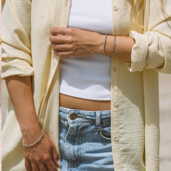 Pura Vida Initial Paperclip Chain Bracelet