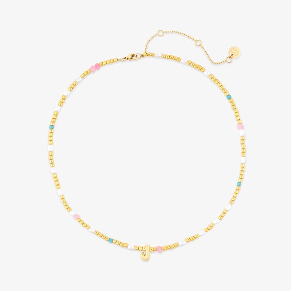 pura vida Initial Pearl & Seed Bead Choker