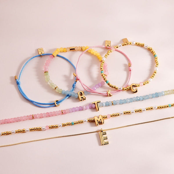 Pura Vida Initial Pearl & Seed Bead Stretch Bracelet